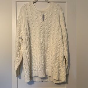 Lands' End Women's Cream Cable Knit Sweater